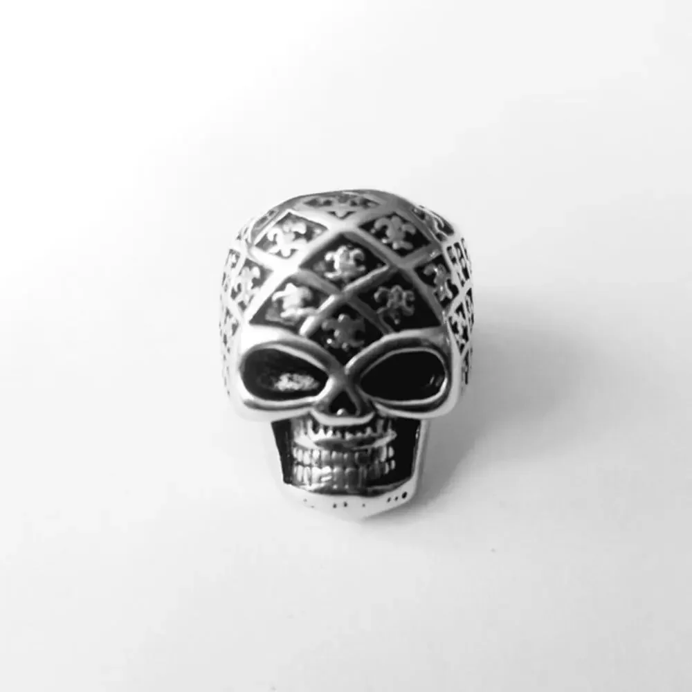 Men’s 316L stainless‎ steel skull silver hypoallergenic biker ring size 13